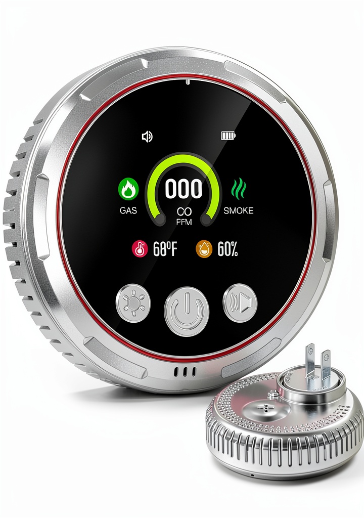 Gutong 5 in 1 Smart Detector displaying real-time data on an HD screen